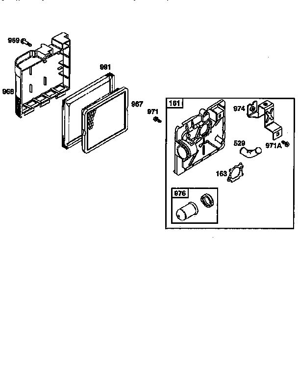 Air Cleaner Assembly And Cover Diagram and Parts List for 12H800  Briggs and Stratton Engine